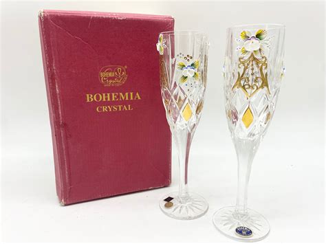 Vintage Bohemia Crystal Champagne Flutes - Etsy