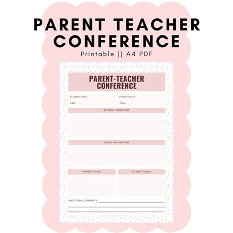 PRINTABLE Cute Parent Conference Notes, Parent-teacher Conference ...