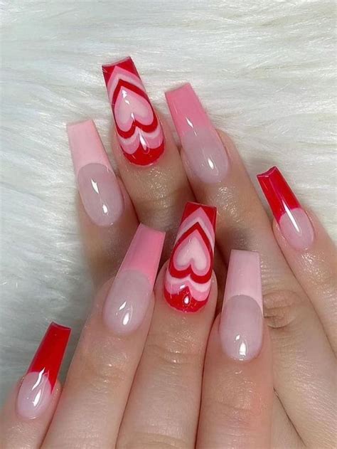 valentines acrylic nails
