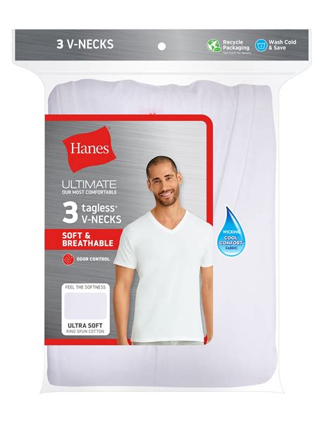 Free Shipping! Hanes ComfortSoft Cotton Men's V-Neck Undershirt 3-Pack ...