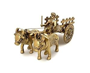 Buy Two Moustaches 7.5 Inches Brass Bullock Cart Showpiece, Showpiece ...
