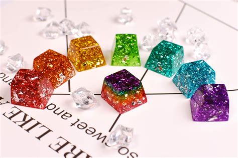 Handmade Resin Artisan Keycap R4 Silver Foil Jewel Style Key Cap OEM ...