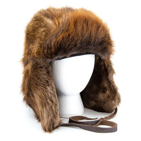 Mens winter fur hats with ear flaps clearance