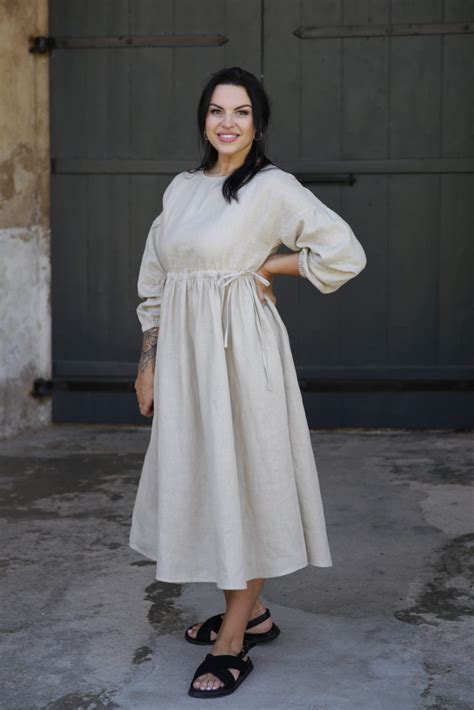 Verona Beige Boho Long Linen Dress | Elegant & Sustainable