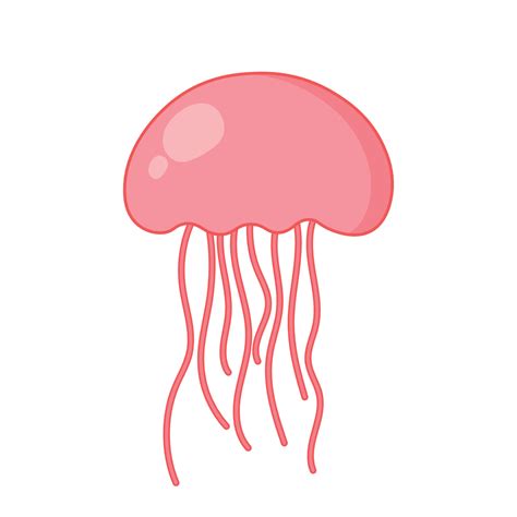 Hand Drawn Jellyfish with Outline Cartoon Animated Sea Animal Vector Illustration 16084969 ...