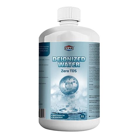 ZYAX Deionised Water 1L, Zero TDS, Demineralised Water, Laboratory ...