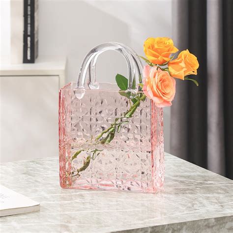 Amazon.com: PORPAN Purse Vase, Glass Bag Vase, Glass Purse Vase for ...