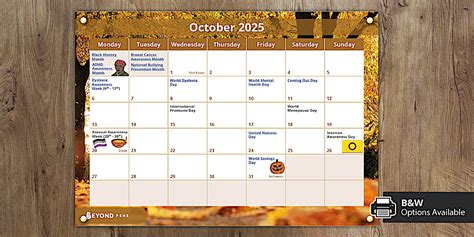 PSHE October Calendar KS3-4