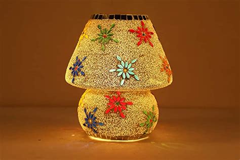 Buy ZADLAXAR Mosaic Glass Mushroom Shaped Table Lamp (16x16x18 cm ...