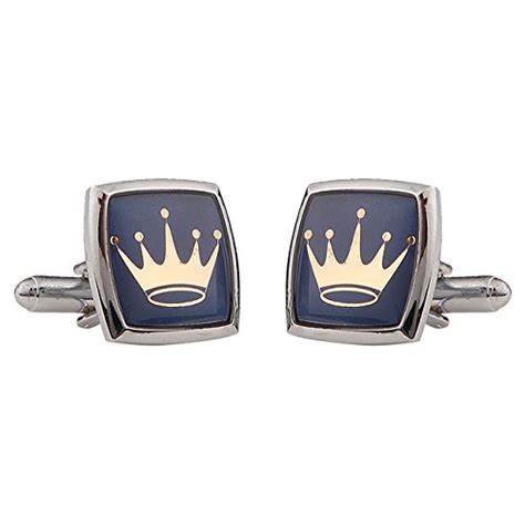 Buy TRIPIN Cufflinks for Men Silver Blue Crown Design for Office ...