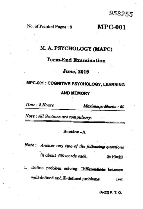 MPC-001 - Mpc - 9 No. of Printed Pages : 3 MPC- M. A. PSYCHOLOGY (MAPC ...