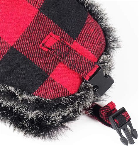 Buy ONWAY Buffalo Plaid Aviator Fur Trapper Hat Ushanka Eskimo Russian ...