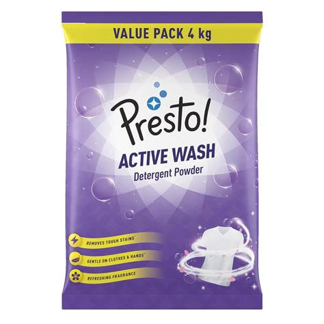 Amazon Brand - Presto! Active Wash Detergent Powder | 4 Kg | Tough On ...