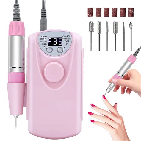 QUEENFINGER Portable Electric Nail Drill- 35000RPM Professional ...