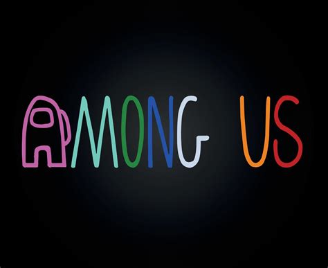Among Us game computer logo Vector, colorful text on black background ...