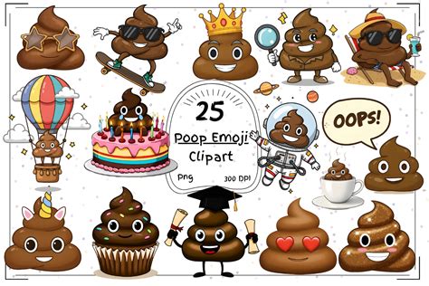25 Playful Poop Emoji Clipart Graphic by Hamees Store · Creative Fabrica