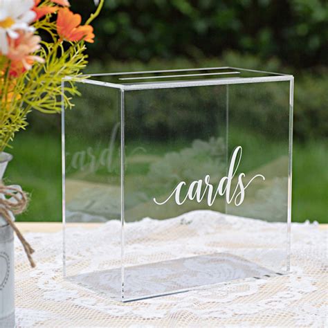 Acrylic Wedding Card Box, Clear / White Print | UNIQOOO Arts & Crafts