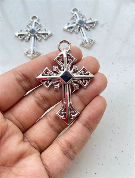 Platinum color big cross alloy charm | Earring Findings