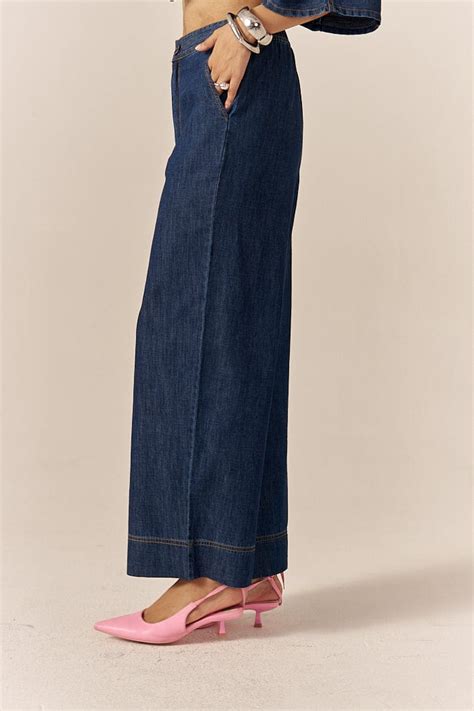 MAISON BELLE RELAXED FIT DENIM FLARED PANTS FOR WOMEN BY SPACELINES