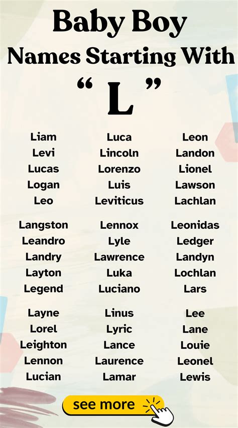 Lovely Baby Boy Names Starting with L | Boy names, Best character names ...