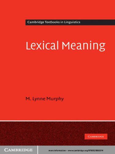 Lexical Meaning (Cambridge Textbooks in Linguistics) eBook : Murphy, M ...
