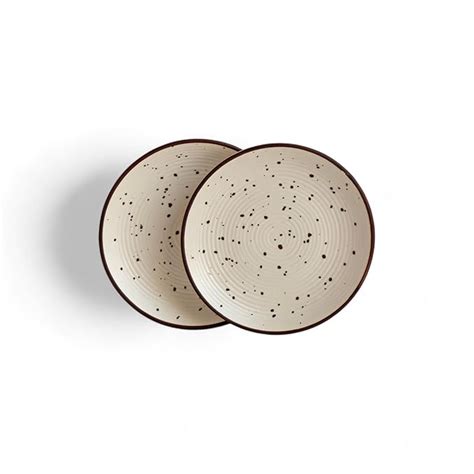 Buy Claymistry Ceramic Dinner & Snacks Ivory with Dark Brown Edge ...