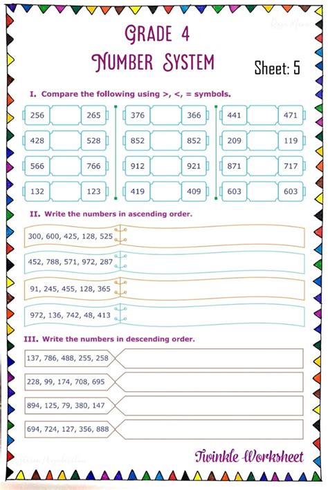 Image result for Number System Worksheet Class 4 CBSE