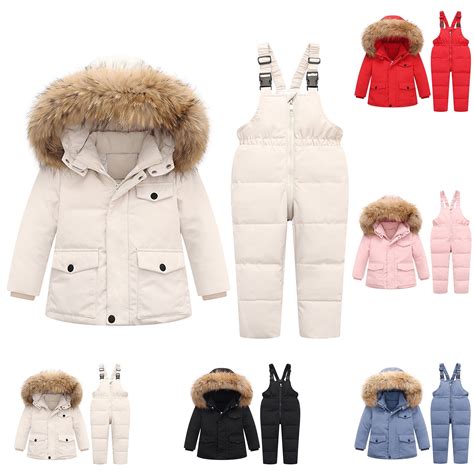 guisaled Toddler Snow Suit Two Piece Snow Bib Pant and Puffer Jacket ...