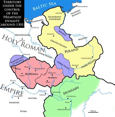 Kingdom of Bohemia (Premyslid Bohemia) Map