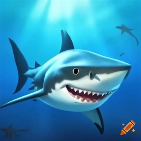 A great white shark with human legs and white sneakers stands on a beach at sunset. on Craiyon