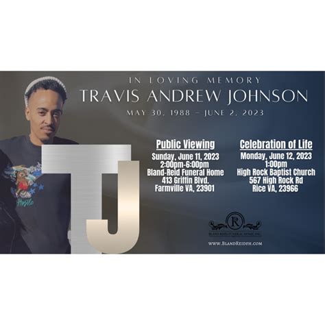 Travis Andrew Johnson Obituary in Farmville at Bland-Reid Funeral Home ...