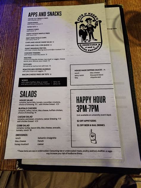 Menu at Stub and Herbs pub & bar, Minneapolis