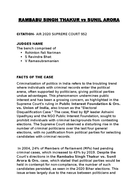 CASE 1 Rambabu Singh Thakur vs Sunil Arora - RAMBABU SINGH THAKUR vs ...