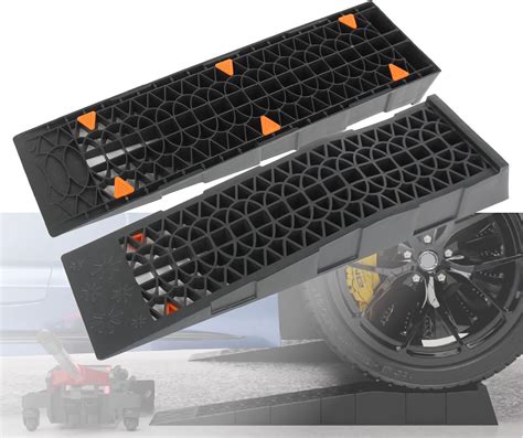 OULEME Low Profile Car Service Ramp with Anti-Slip Blocks, Oil Changes& Maintenance, 2-1/2 ...