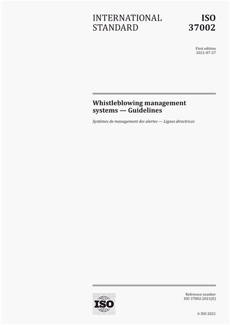 ISO 37002:2021 - Guidelines for Whistleblowing Management Systems - Studocu