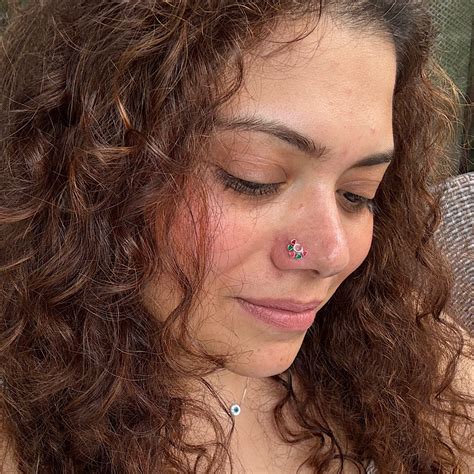 Green & Red Crescent Nose Pin – Gypsy Maal