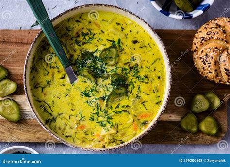 Polish Pickled Cucumber Soup,traditional Soup with Pickles Stock Image ...