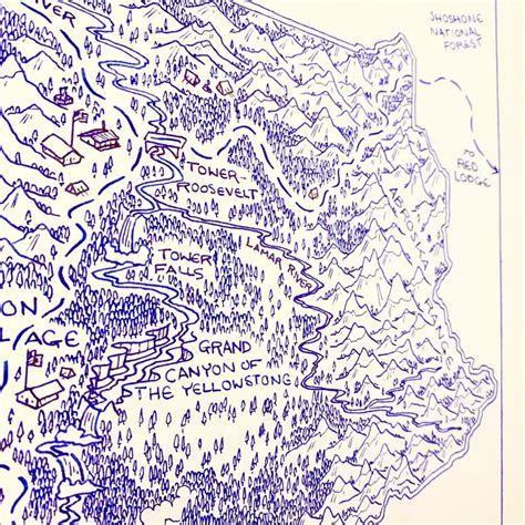 Made an Ink Map of Yellowstone National Park! : r/NationalPark