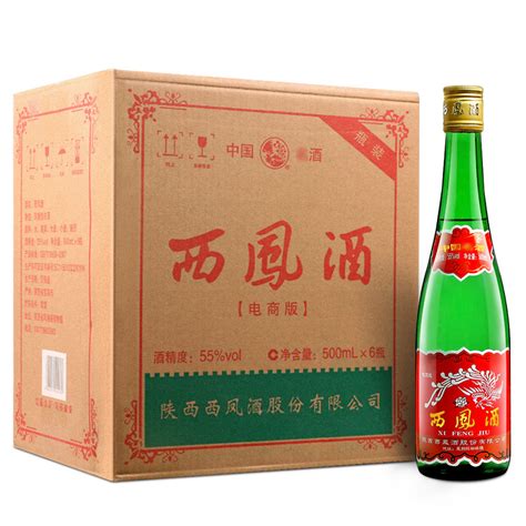 西凤酒 55度西凤酒（电商版）高脖绿瓶白酒 500ml*6瓶 整箱_西凤白酒【价格 图片 评论】_美酒价格网