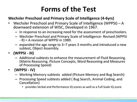 Wechsler Intelligence and Memory Scales | PPTX