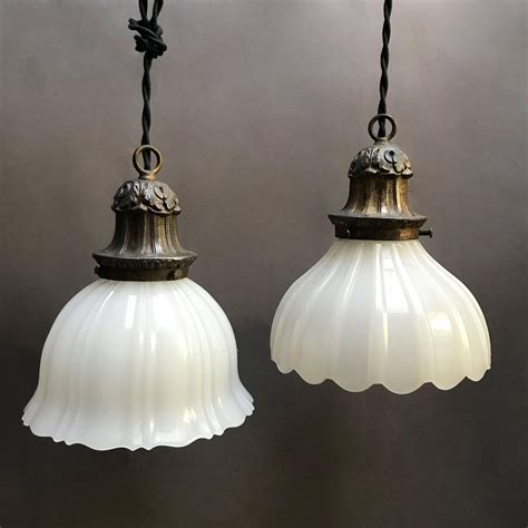 Early 20th Century Scalloped Milk Glass Pendant Lights at 1stDibs ...