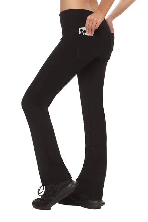 Nirlon Straight Leg Yoga Pants With Pockets - High Waisted Leggings For ...