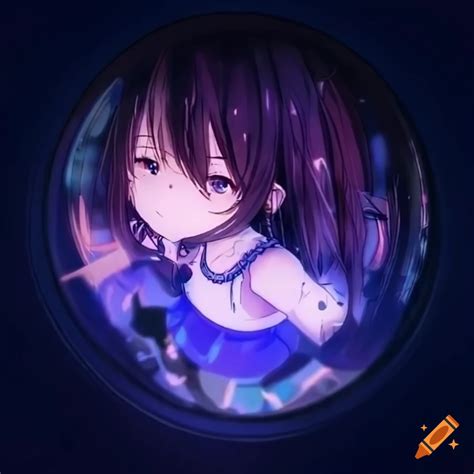 Anime girl portrayed in fisheye lens style on Craiyon