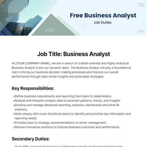 Free Job Brief Template to Edit Online