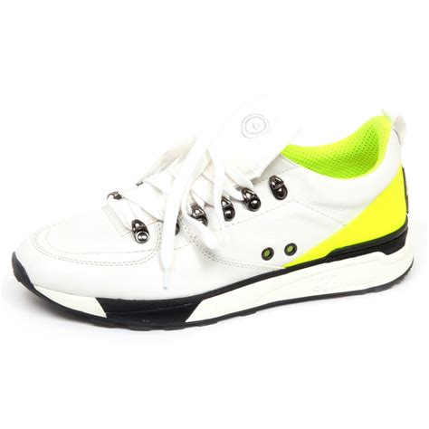 F3132 sneaker uomo ivory/yellow fluo BARRACUDA scarpe leather shoe man