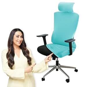HOKIPO 'SereneSolids' 140 GSM Office Chair Cover with Headrest (High ...