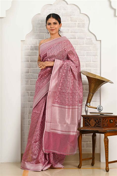 Pastel Pink Cotton Silk Banarasi Saree – Wearitage