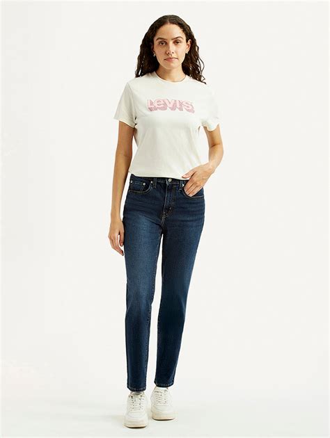 Women's 724 Navy Slim Straight Fit High Rise Jeans – Levis India Store