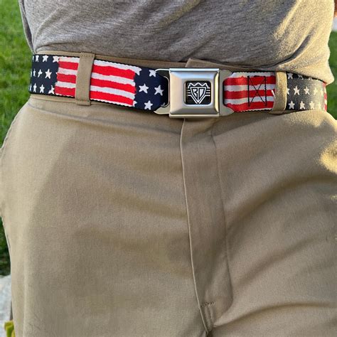 Stars & Stripes American USA Flag Belt Weathered US United States Seat