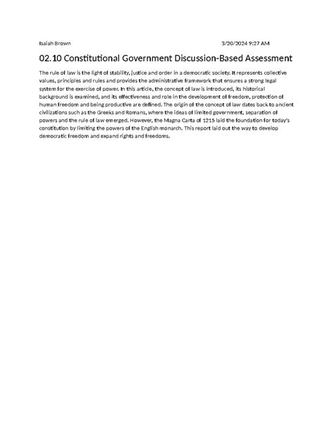 02.10 Constitutional Government Discussion-Based Assessment - It ...